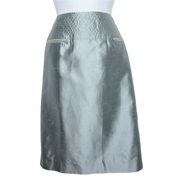 New Eccoci Carlisle Silk Pencil Skirt 6 Powdered Blue Knee Length Lined Academia - Picture 7 of 11